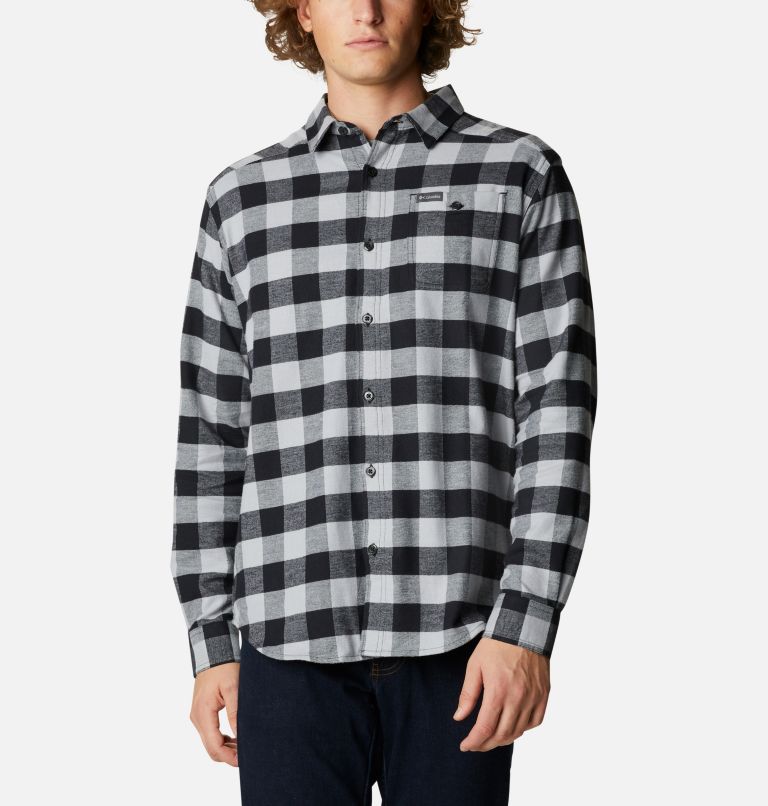 Men’s Cornell Woods Flannel Long Sleeve Shirt, Color: Columbia Grey Buffalo Check