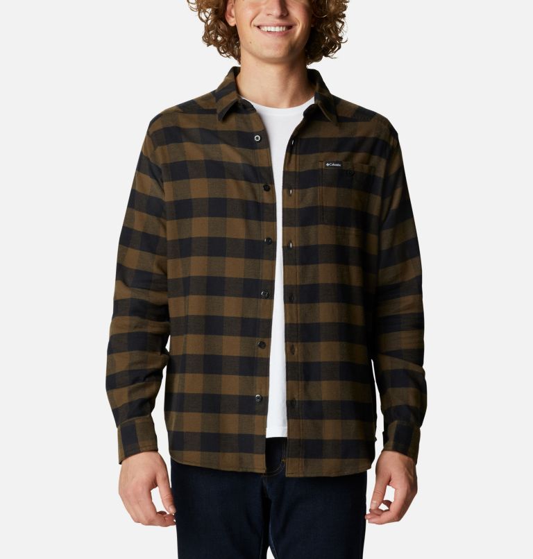 Men's Cornell Woods Flannel Shirt, Color: Olive Green Buffalo Check, image 1