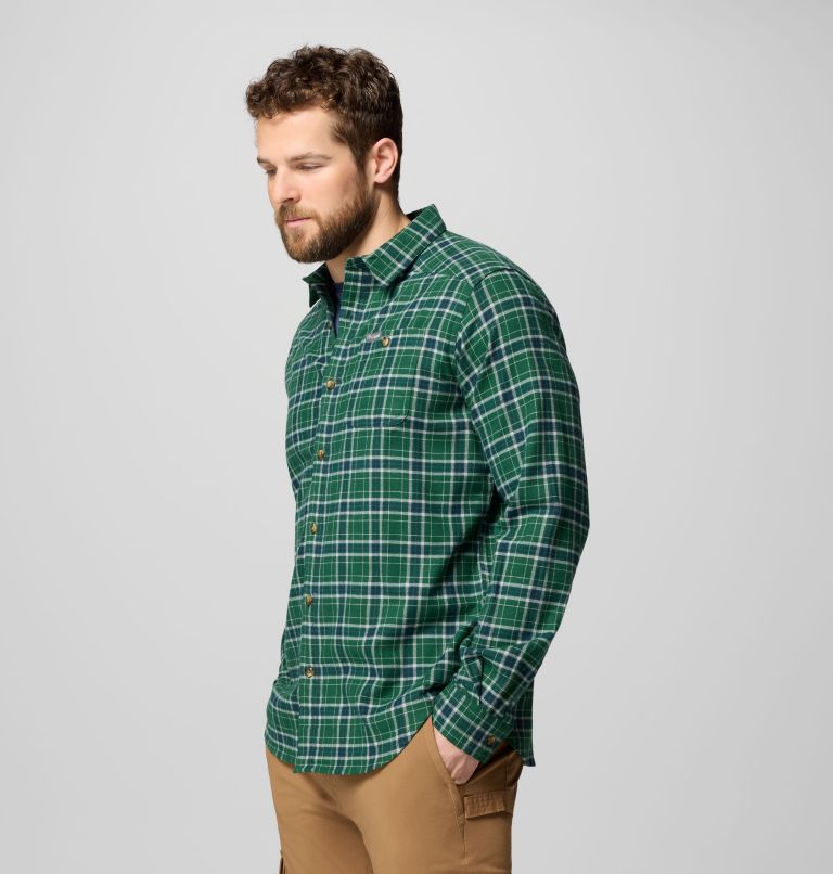 Men's Cornell Woods Flannel Long Sleeve Shirt, Color: Rain Forest Quad Check, image 4