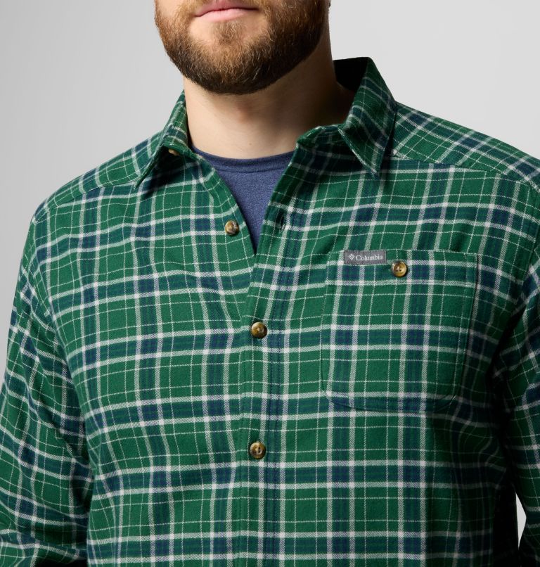 Men's Cornell Woods Flannel Long Sleeve Shirt, Color: Rain Forest Quad Check, image 6