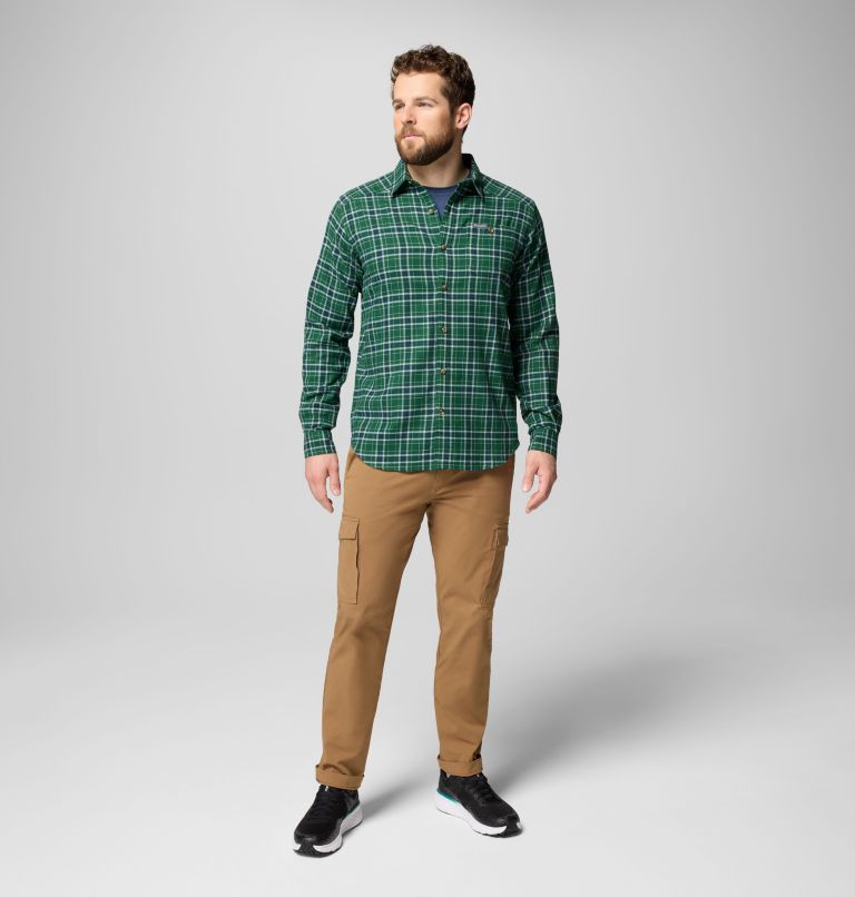 Men's Cornell Woods Flannel Long Sleeve Shirt, Color: Rain Forest Quad Check, image 2
