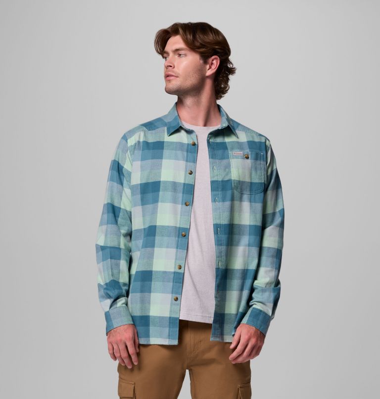 Men's Cornell Woods Flannel Long Sleeve Shirt, Color: New Mint Multi Buffalo Check, image 5