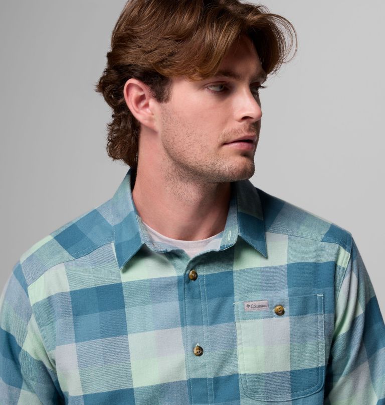 Men's Cornell Woods Flannel Long Sleeve Shirt, Color: New Mint Multi Buffalo Check, image 6