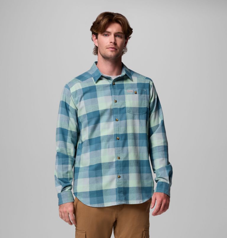 Men's Cornell Woods Flannel Long Sleeve Shirt, Color: New Mint Multi Buffalo Check, image 1