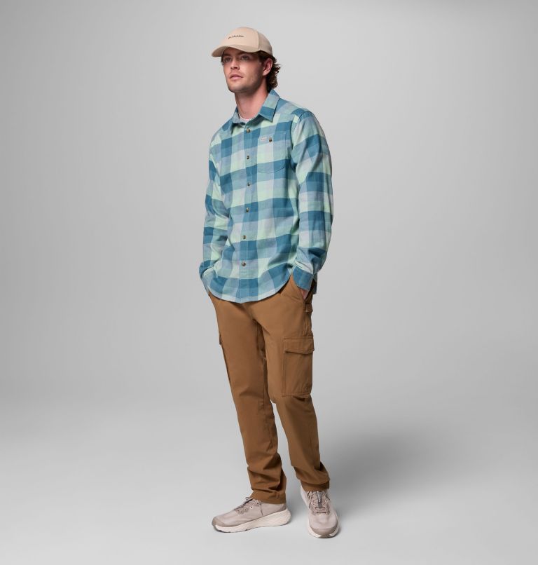 Men's Cornell Woods Flannel Long Sleeve Shirt, Color: New Mint Multi Buffalo Check, image 2