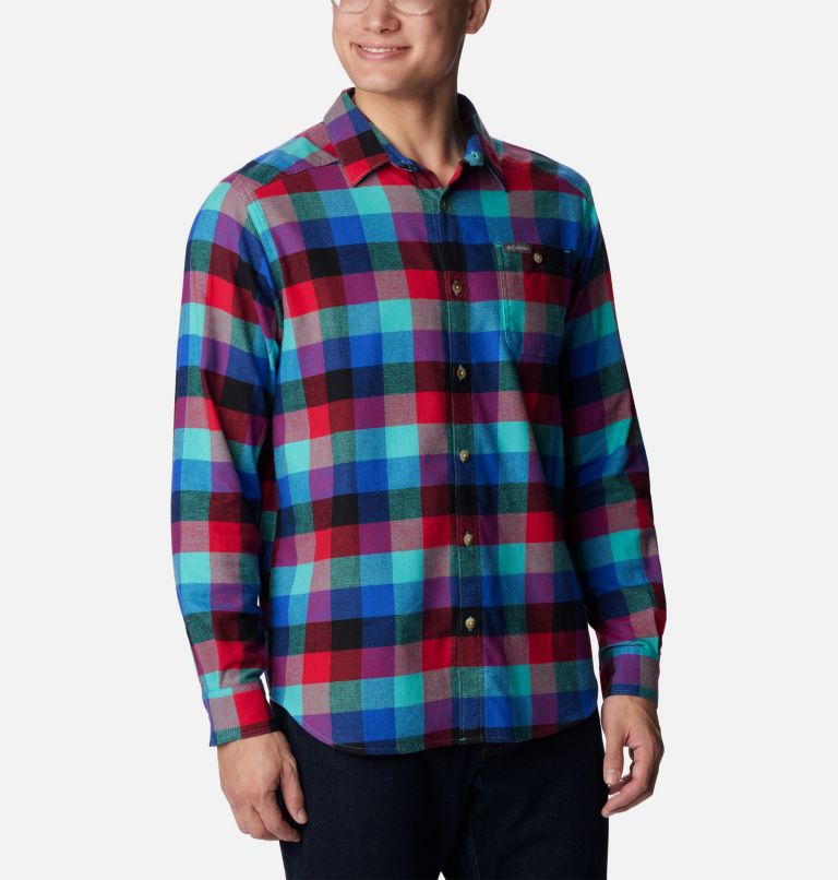 Men's Cornell Woods Flannel Shirt, Color: Bright Aqua Buffalo Check, image 4