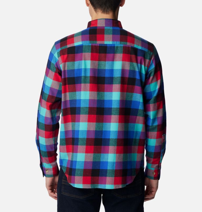 Men's Cornell Woods Flannel Shirt, Color: Bright Aqua Buffalo Check, image 2