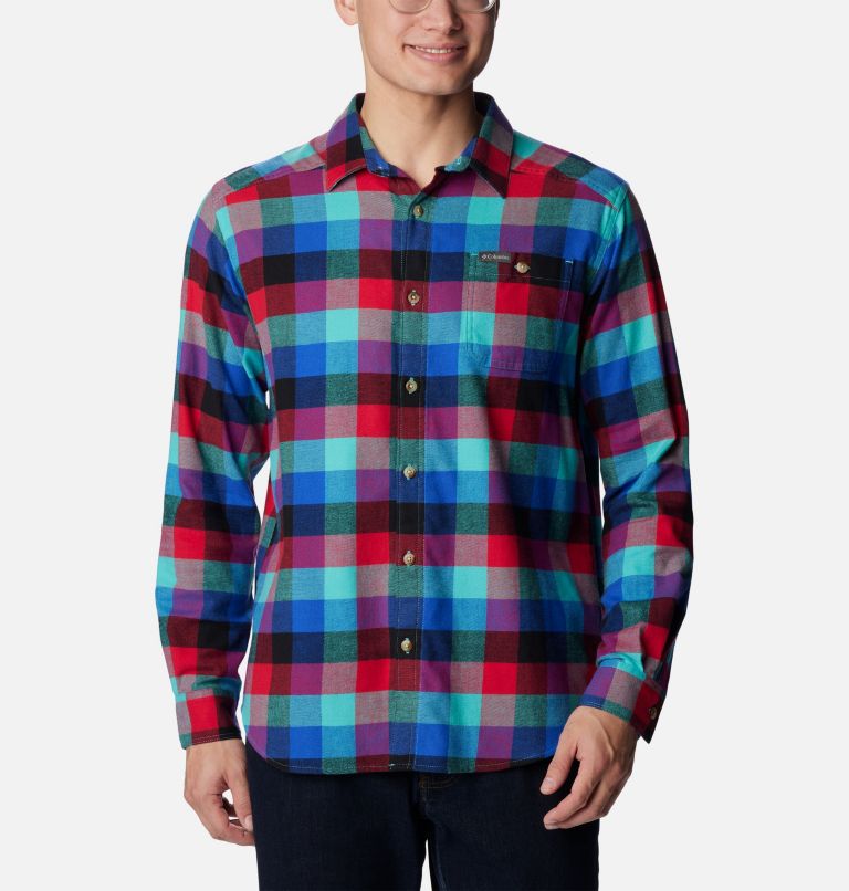 Thumbnail: Men's Cornell Woods Flannel Shirt, Color: Bright Aqua Buffalo Check, image 1