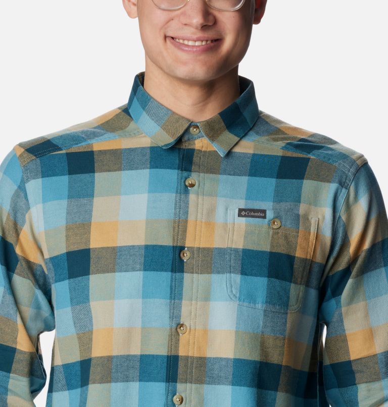 Men's Cornell Woods Flannel Shirt, Color: Stone Blue Buffalo Check, image 4