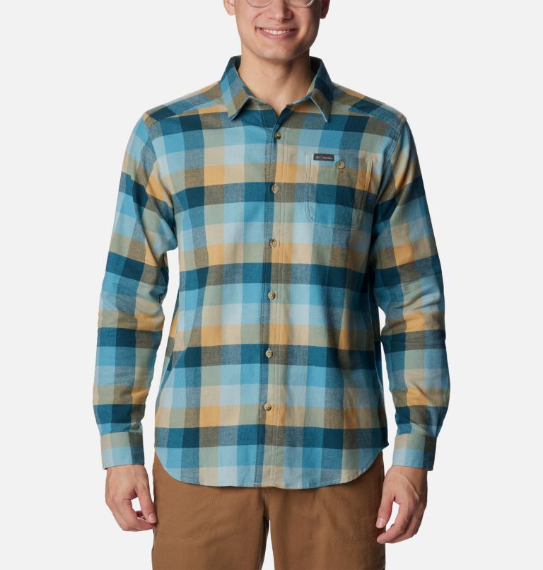 Thumbnail: Men's Cornell Woods Flannel Shirt, Color: Stone Blue Buffalo Check, image 1