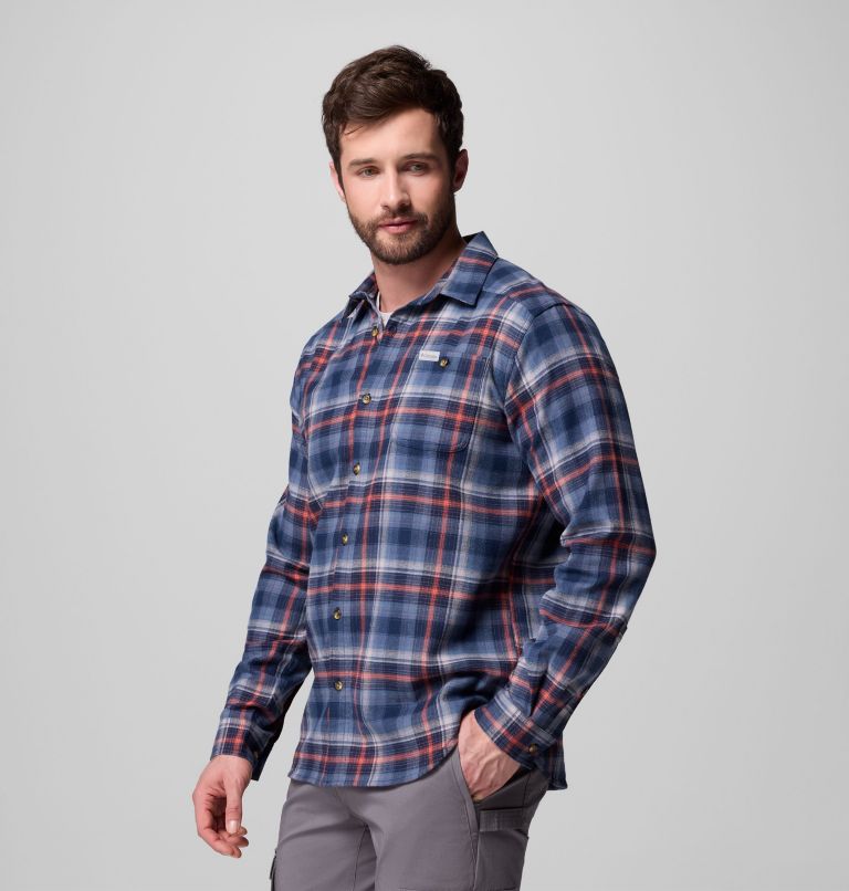 Men's Cornell Woods Flannel Long Sleeve Shirt, Color: Coll Navy Backland Tartan, image 4