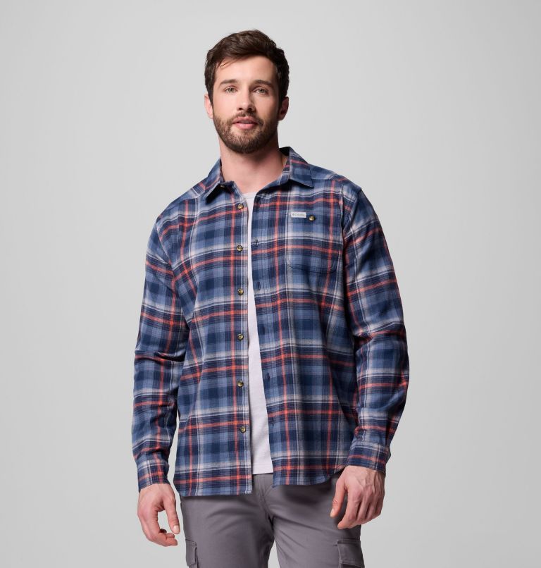 Men's Cornell Woods Flannel Long Sleeve Shirt, Color: Coll Navy Backland Tartan, image 5