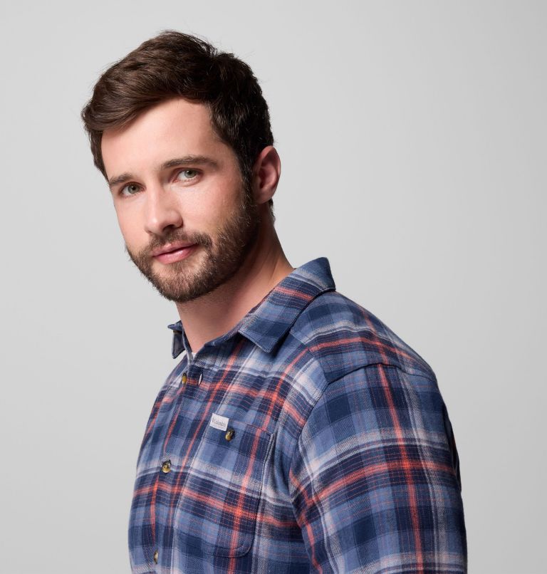 Men's Cornell Woods Flannel Long Sleeve Shirt, Color: Coll Navy Backland Tartan, image 6