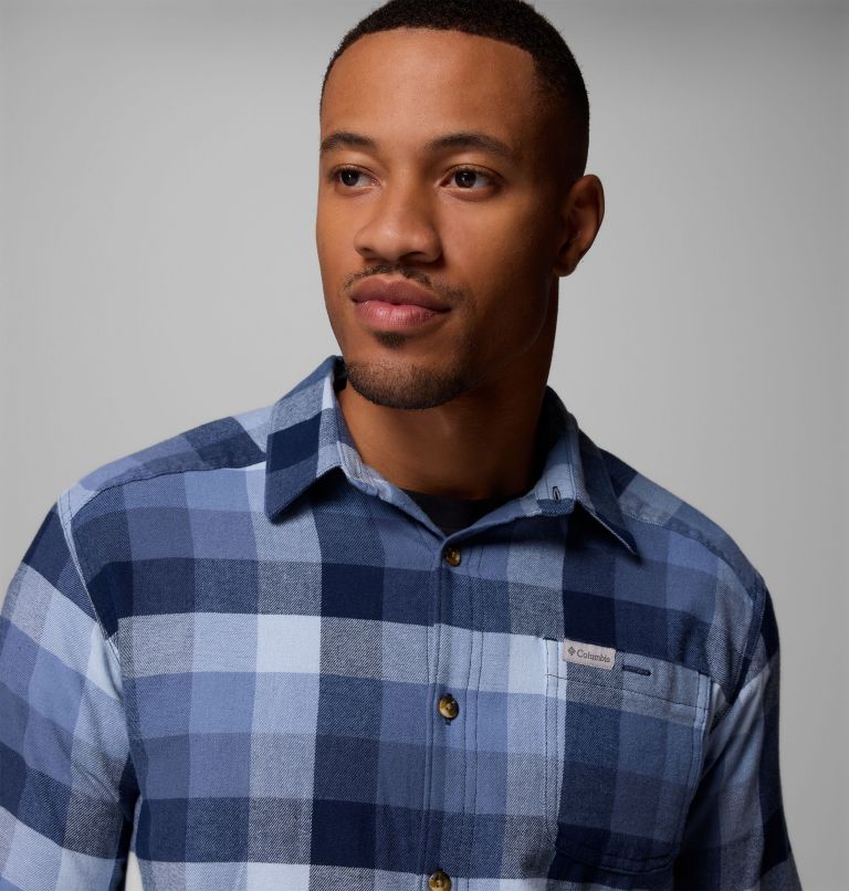 Men's Cornell Woods Flannel Long Sleeve Shirt, Color: Coll Navy Multi Buffalo Check, image 6