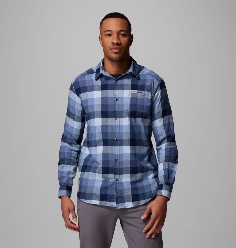 Men's Cornell Woods Flannel Long Sleeve Shirt, Color: Coll Navy Multi Buffalo Check, image 1