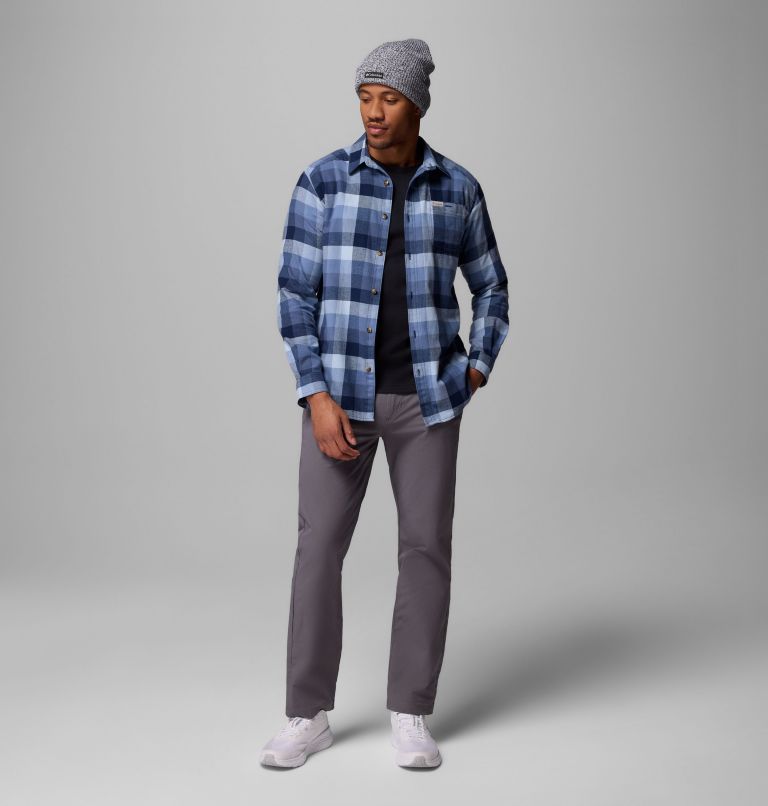 Men's Cornell Woods Flannel Long Sleeve Shirt, Color: Coll Navy Multi Buffalo Check, image 2