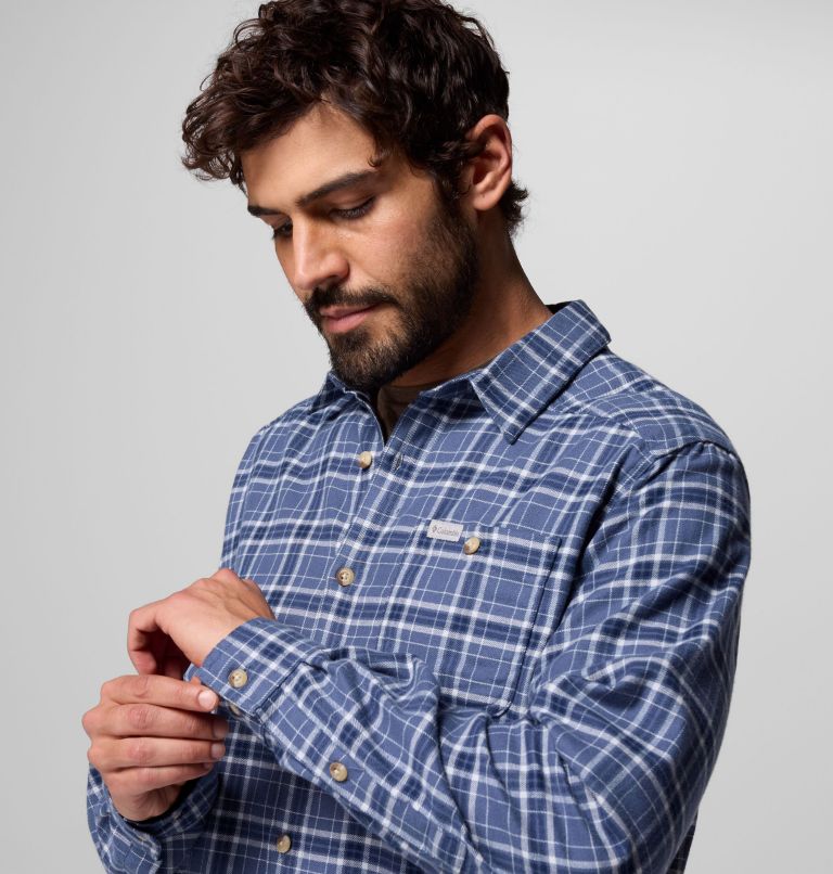 Men's Cornell Woods Flannel Long Sleeve Shirt, Color: Dark Mountain Quad Check, image 5