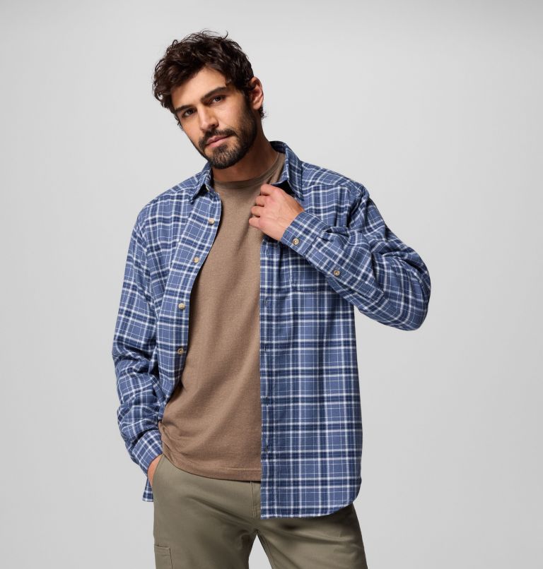 Men's Cornell Woods Flannel Long Sleeve Shirt, Color: Dark Mountain Quad Check, image 6