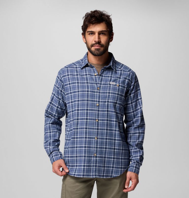 Men's Cornell Woods Flannel Long Sleeve Shirt, Color: Dark Mountain Quad Check, image 1