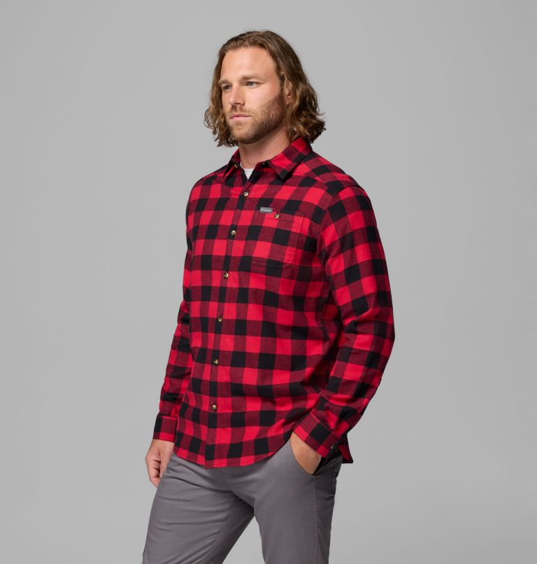 Men's Cornell Woods Flannel Long Sleeve Shirt, Color: Mountain Red Buffalo Check, image 4
