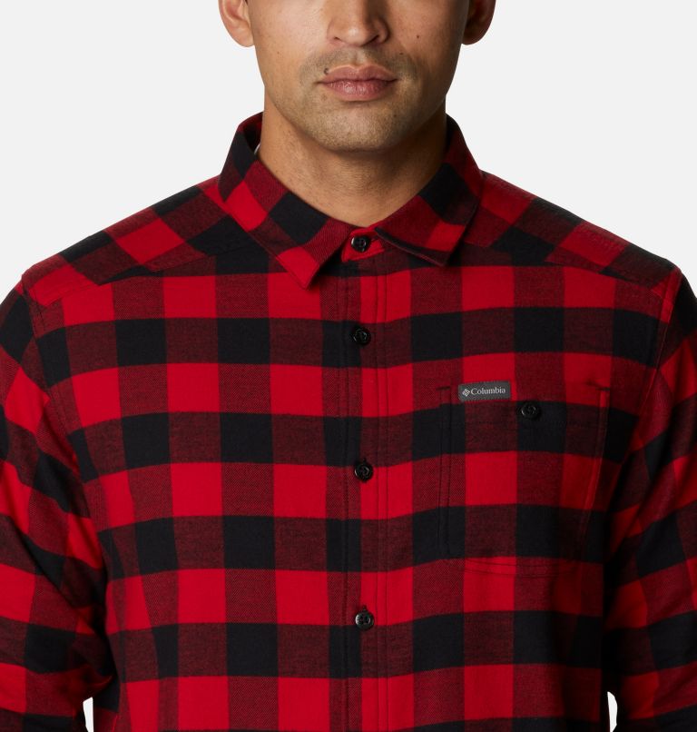 Thumbnail: Men’s Cornell Woods Flannel Long Sleeve Shirt - Tall, Color: Mountain Red Buffalo Check, image 4