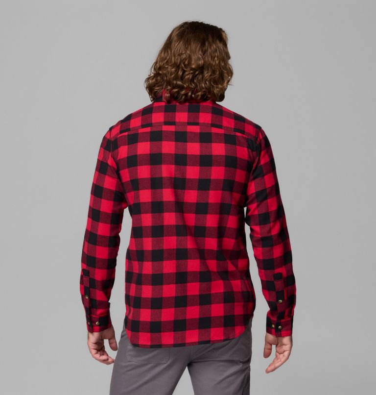 Men's Cornell Woods Flannel Long Sleeve Shirt, Color: Mountain Red Buffalo Check, image 3