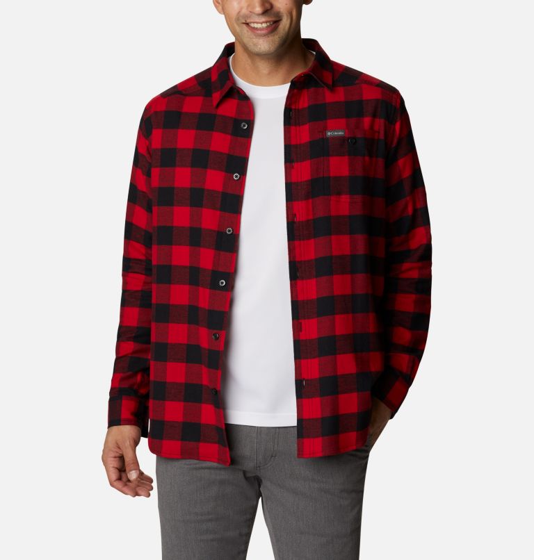Thumbnail: Men’s Cornell Woods Flannel Long Sleeve Shirt, Color: Mountain Red Buffalo Check, image 1
