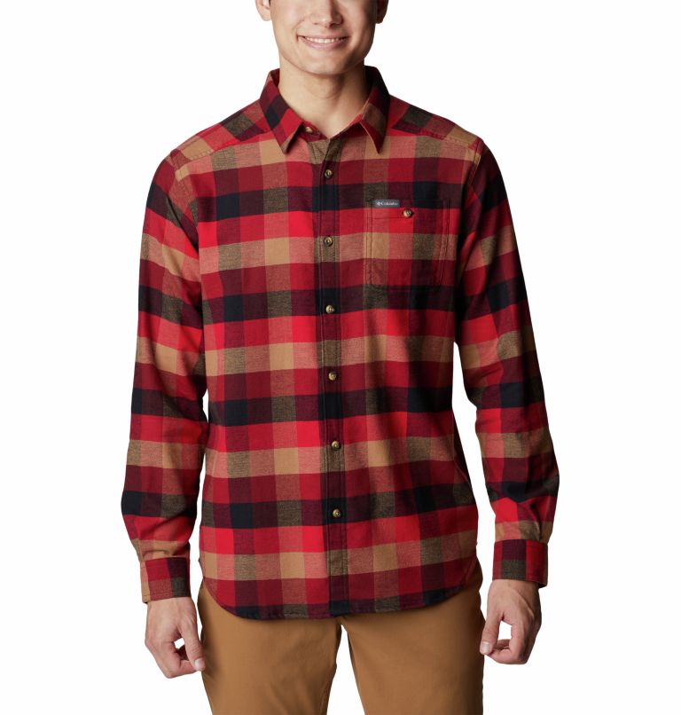 Men's Cornell Woods Flannel Shirt, Color: Red Jasper Buffalo Check, image 1