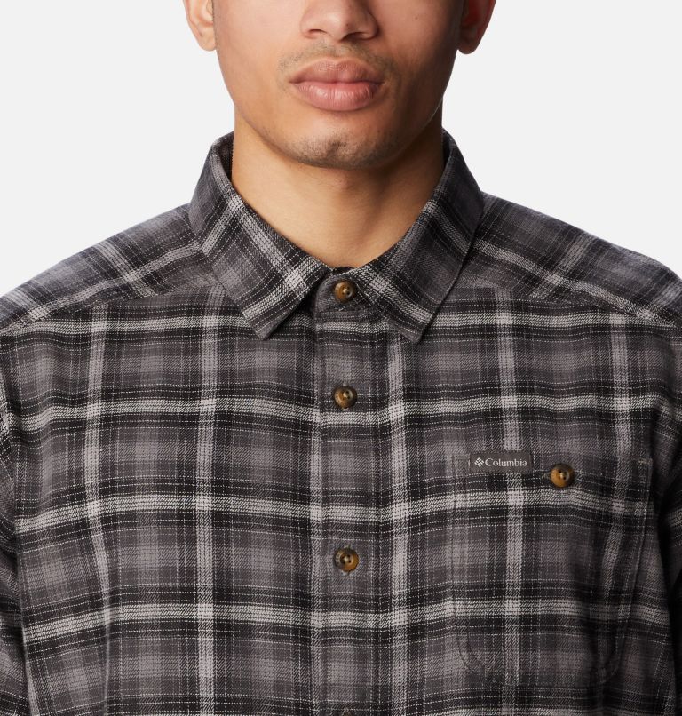 Thumbnail: Men’s Cornell Woods Flannel Long Sleeve Shirt - Tall, Color: City Grey Tartan Ombre, image 4