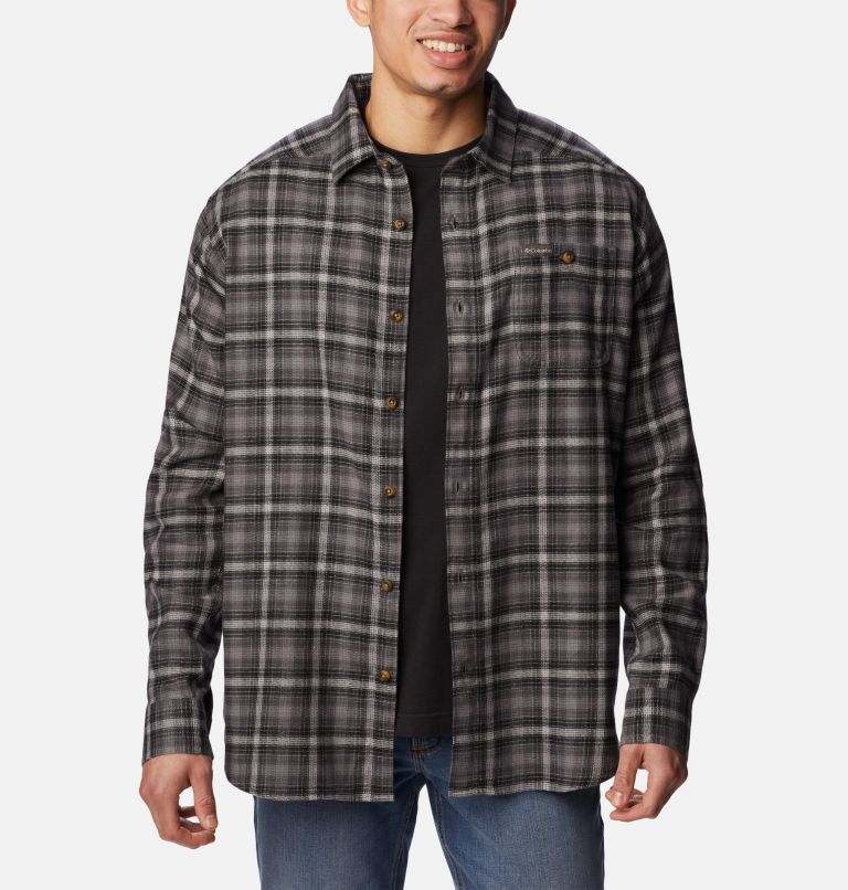 Thumbnail: Men’s Cornell Woods Flannel Long Sleeve Shirt - Tall, Color: City Grey Tartan Ombre, image 5
