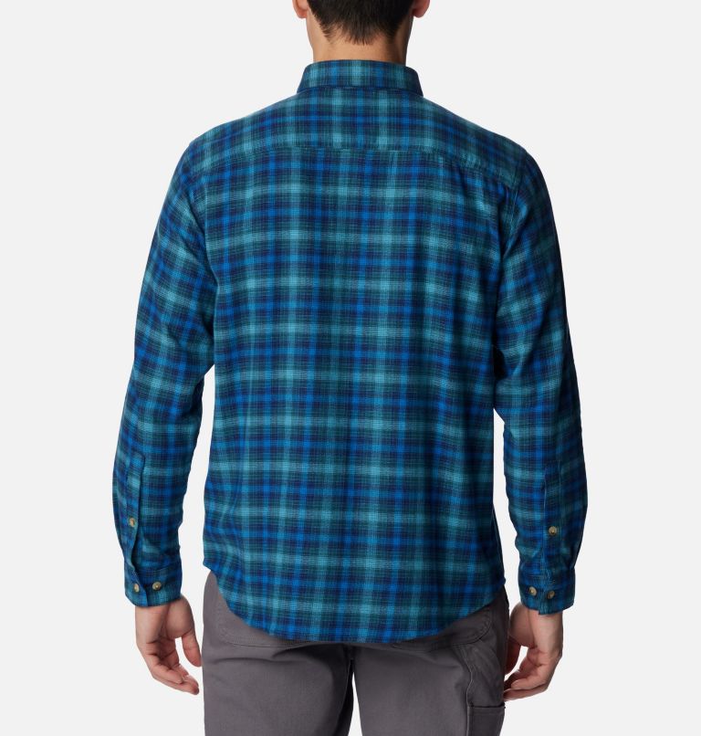 Thumbnail: Men’s Cornell Woods Flannel Long Sleeve Shirt - Tall, Color: Bright Indigo Tartan Ombre, image 2