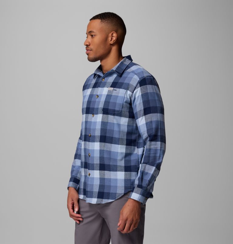 Men's Cornell Woods Flannel Long Sleeve Shirt - Tall, Color: Coll Navy Multi Buffalo Check, image 4