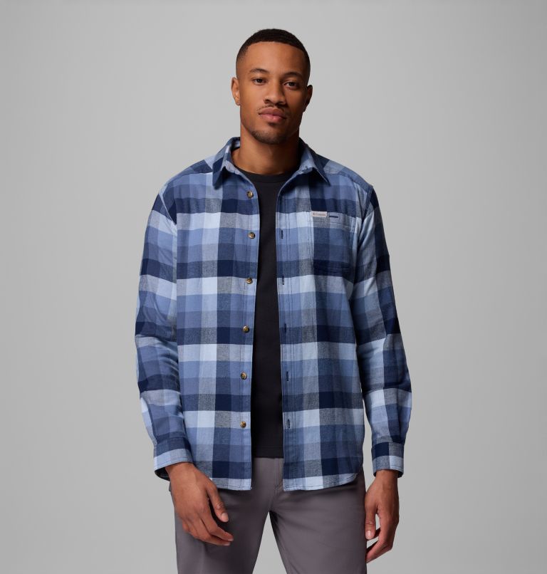 Men's Cornell Woods Flannel Long Sleeve Shirt - Tall, Color: Coll Navy Multi Buffalo Check, image 5
