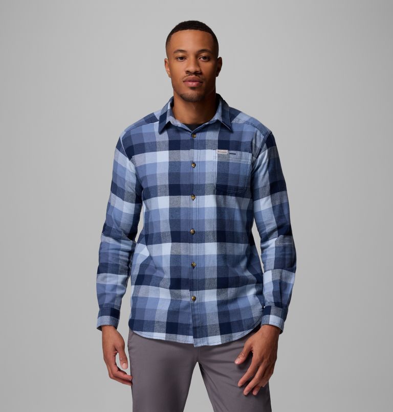 Men's Cornell Woods Flannel Long Sleeve Shirt - Tall, Color: Coll Navy Multi Buffalo Check, image 1