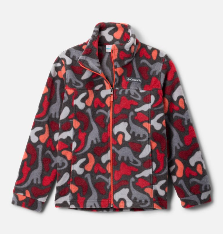 Boys’ Zing III Printed Fleece Jacket, Color: Shark Dinoflauge, image 1