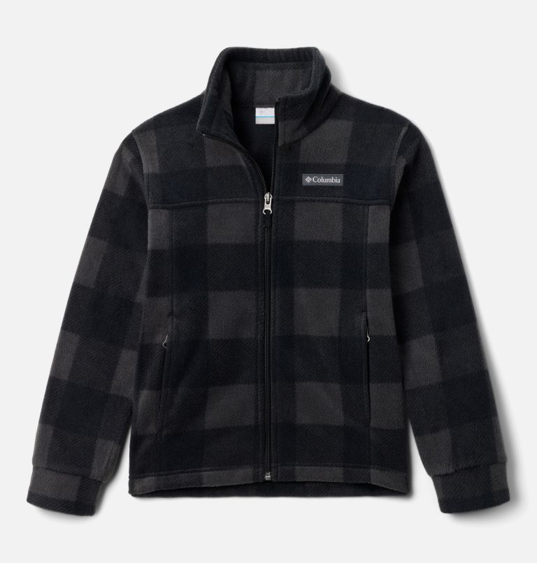 Thumbnail: Boys’ Zing III Printed Fleece Jacket, Color: Black Check, image 1