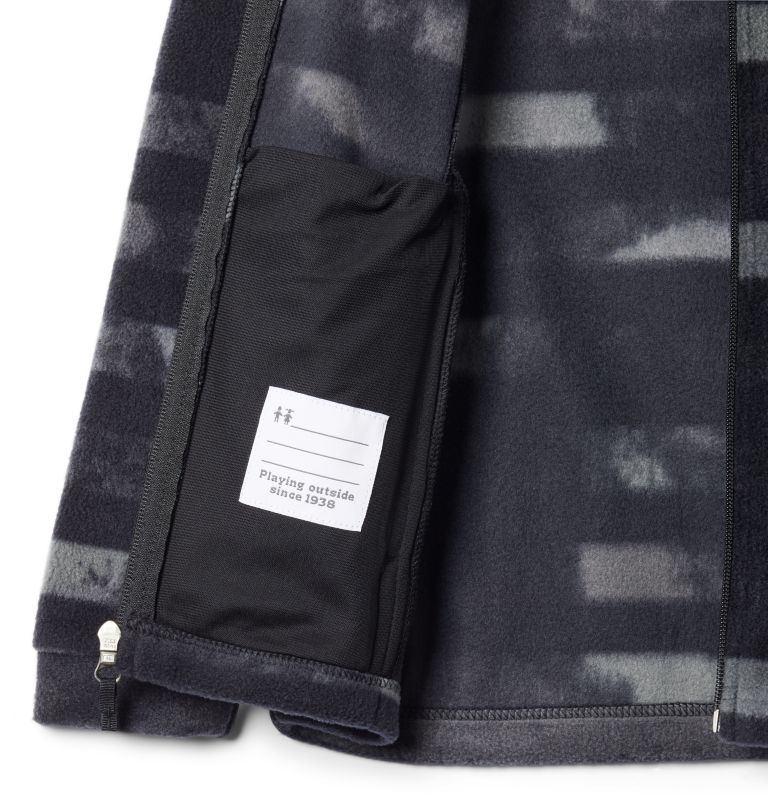 Boys’ Zing III Printed Fleece Jacket, Color: Black Tie Dye Stripe, image 3