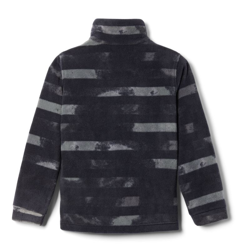 Boys’ Zing III Printed Fleece Jacket, Color: Black Tie Dye Stripe, image 2