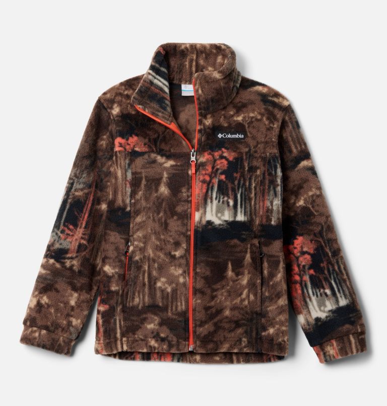Boys’ Zing III Printed Fleece Jacket, Color: Tobacco Deschutrees, image 1