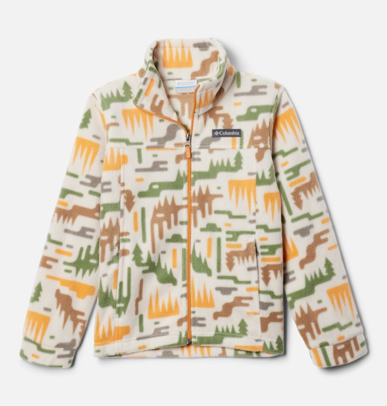Boys’ Zing III Printed Fleece Jacket, Color: Dark Stone Highland, image 1