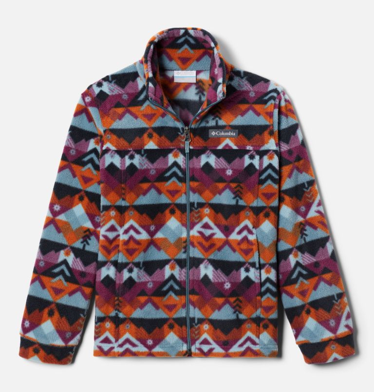Boys’ Zing III Printed Fleece Jacket, Color: Metal Checkpoint, image 1