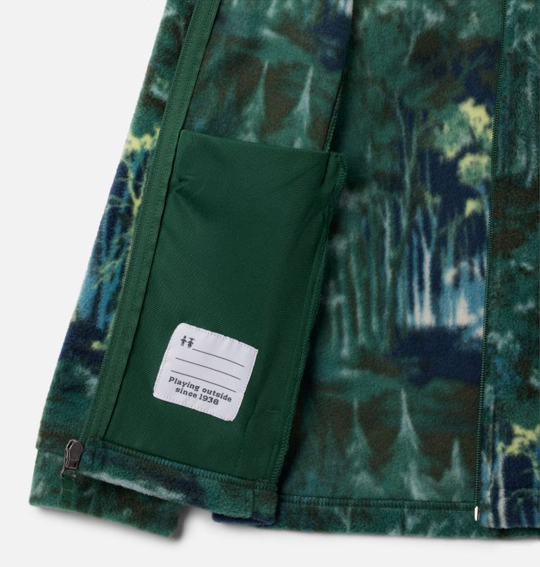 Boys’ Zing III Printed Fleece Jacket, Color: Rain Forest Deschutrees, image 3