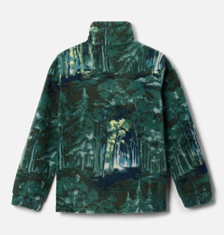 Boys’ Zing III Printed Fleece Jacket, Color: Rain Forest Deschutrees, image 2