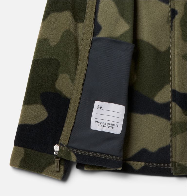 Boys’ Zing III Printed Fleece Jacket, Color: Stone Green Mod Camo, image 3