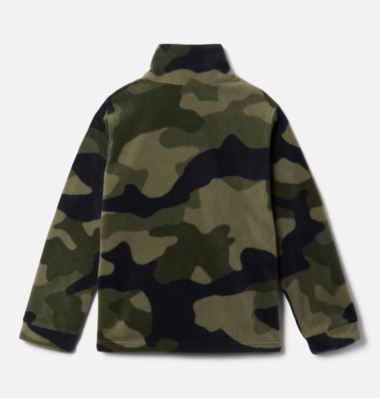 Boys’ Zing III Printed Fleece Jacket, Color: Stone Green Mod Camo, image 2