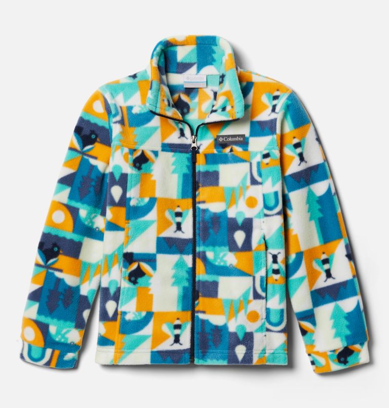 Thumbnail: Boys’ Zing III Printed Fleece Jacket, Color: Deep Marine Summer Escape, image 1