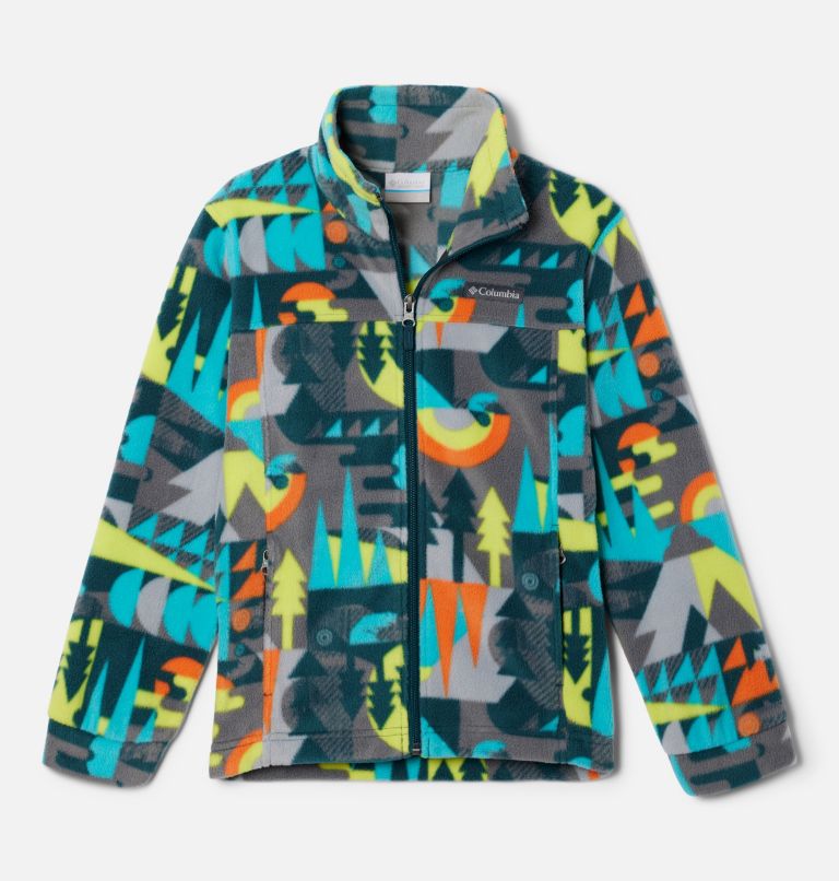 Thumbnail: Boys’ Zing III Printed Fleece Jacket, Color: Night Wave Riverside, image 1
