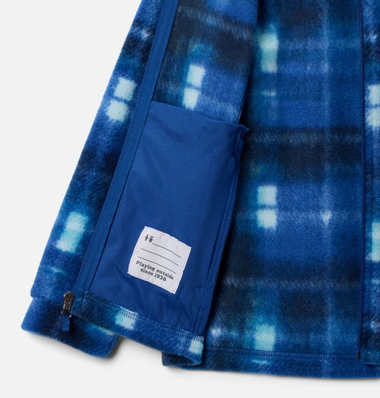 Boys’ Zing III Printed Fleece Jacket, Color: Mountain Blue Omblur Tonal, image 3