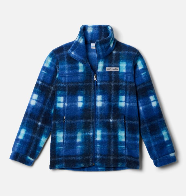 Boys’ Zing III Printed Fleece Jacket, Color: Mountain Blue Omblur Tonal, image 1