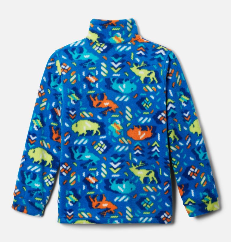 Boys’ Zing III Printed Fleece Jacket, Color: Bright Indigo Buffaloroam, image 2